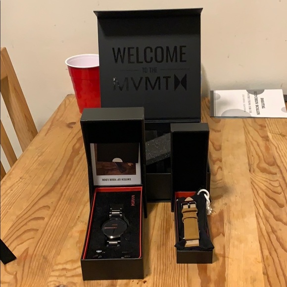 MVMT Other - MVMT Classic - Black Link with Tan Leather Band